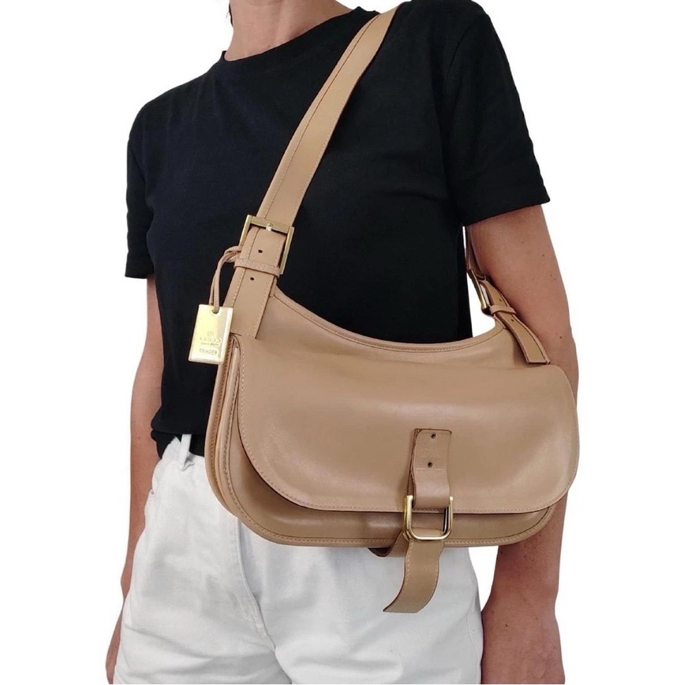Vintage Gucci Beige LeatherShoulder Bag - R90659 -Circa 1998